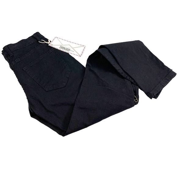 Womens Punk Ripped Jeans Size 27 Black Denim Destroyed Zippers Straight Hipster - Picture 9 of 9